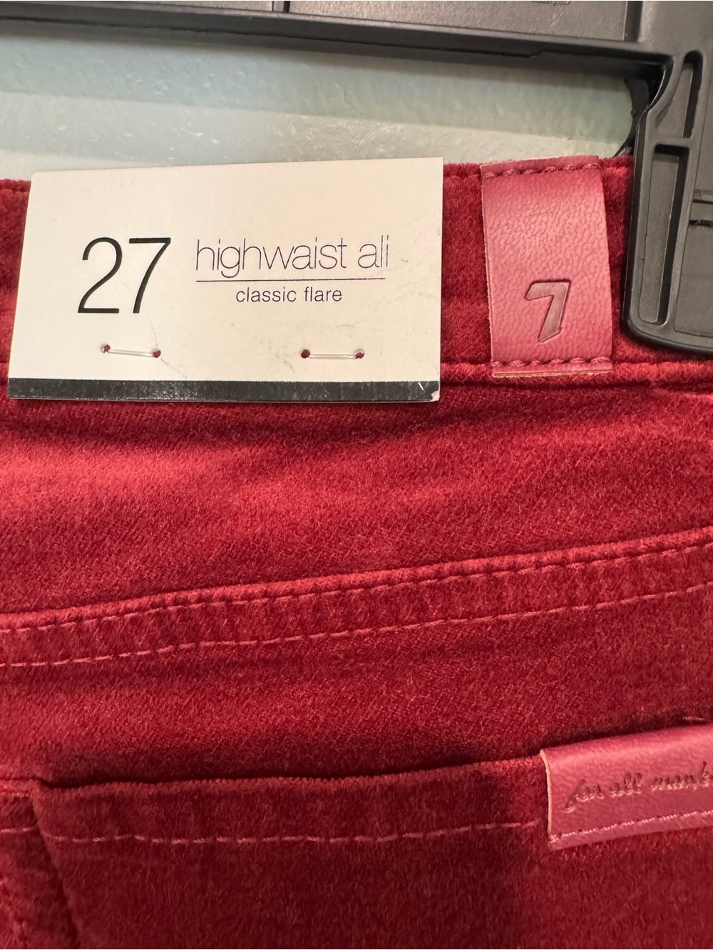 7 For All Mankind Classic Flare Jeans Womens 27 Red Velvet High Rise Ali NWT - Picture 4 of 16